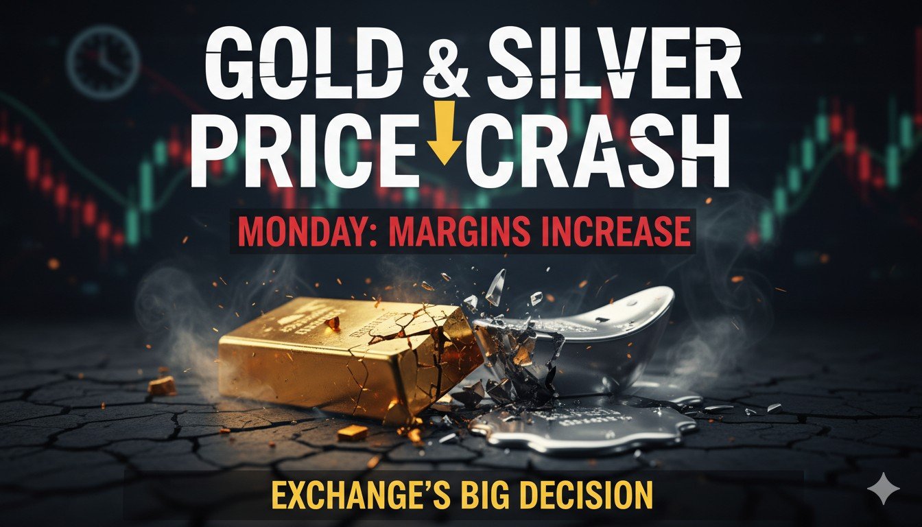 सोने और चांदी की कीमतों में गिरावट दिखाती ग्राफ के साथ बार्स