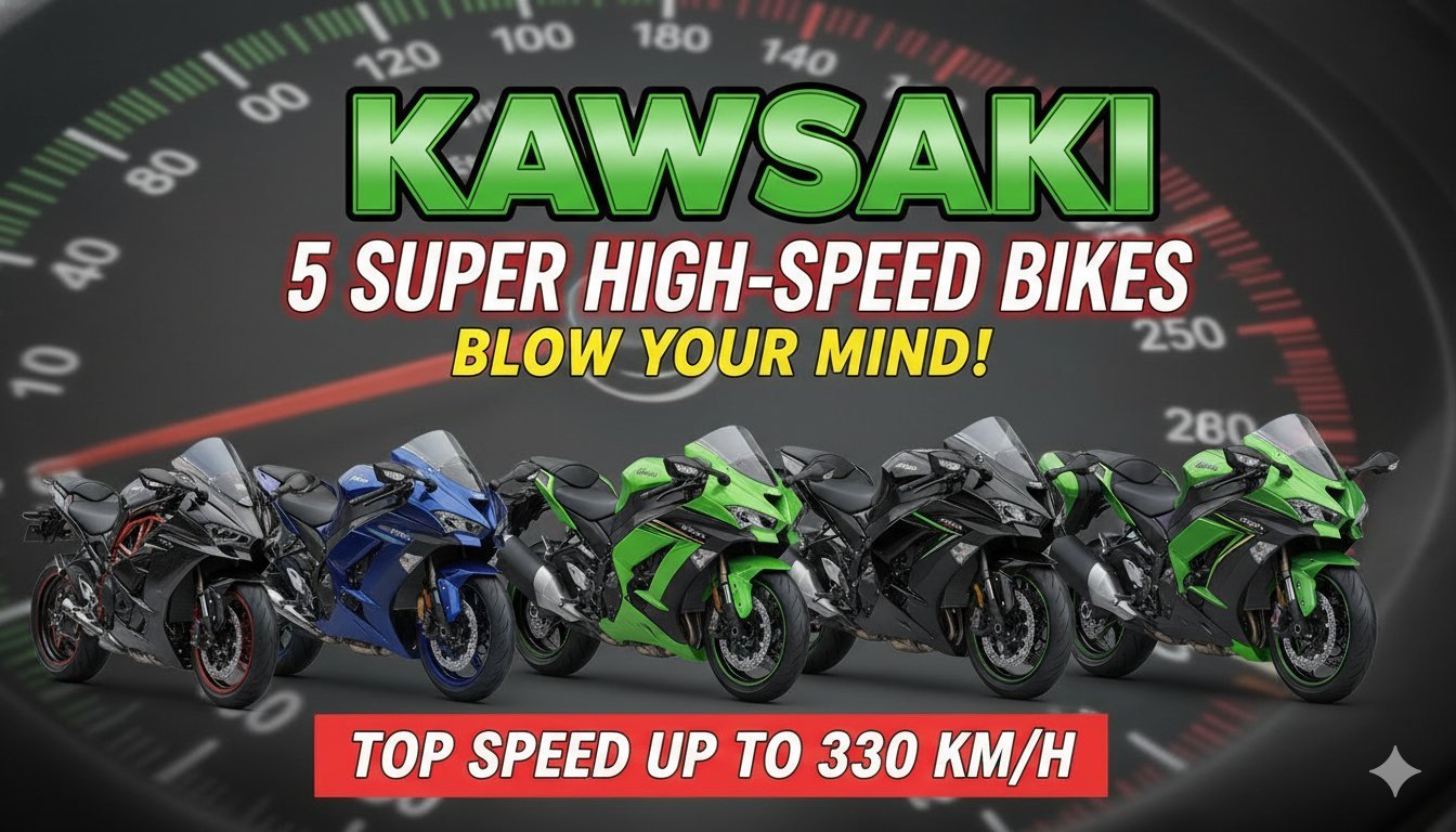 Kawasaki Ninja H2 हाई-स्पीड बाइक की एक्शन इमेज