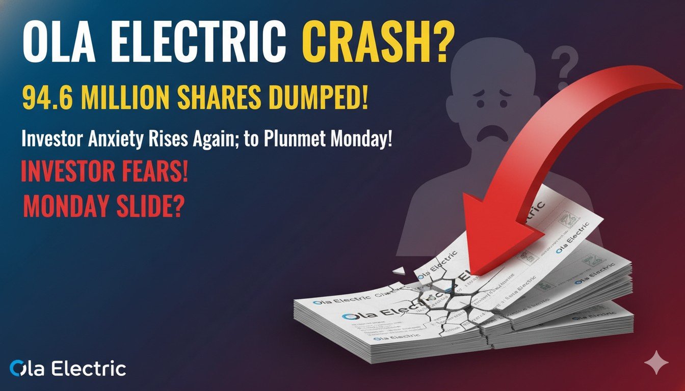 Alt Text for featured image : ओला इलेक्ट्रिक शेयर प्राइस गिरावट के साथ SoftBank की बड़ी हिस्सेदारी बिक्री का ग्राफिकल प्रतिनिधित्व