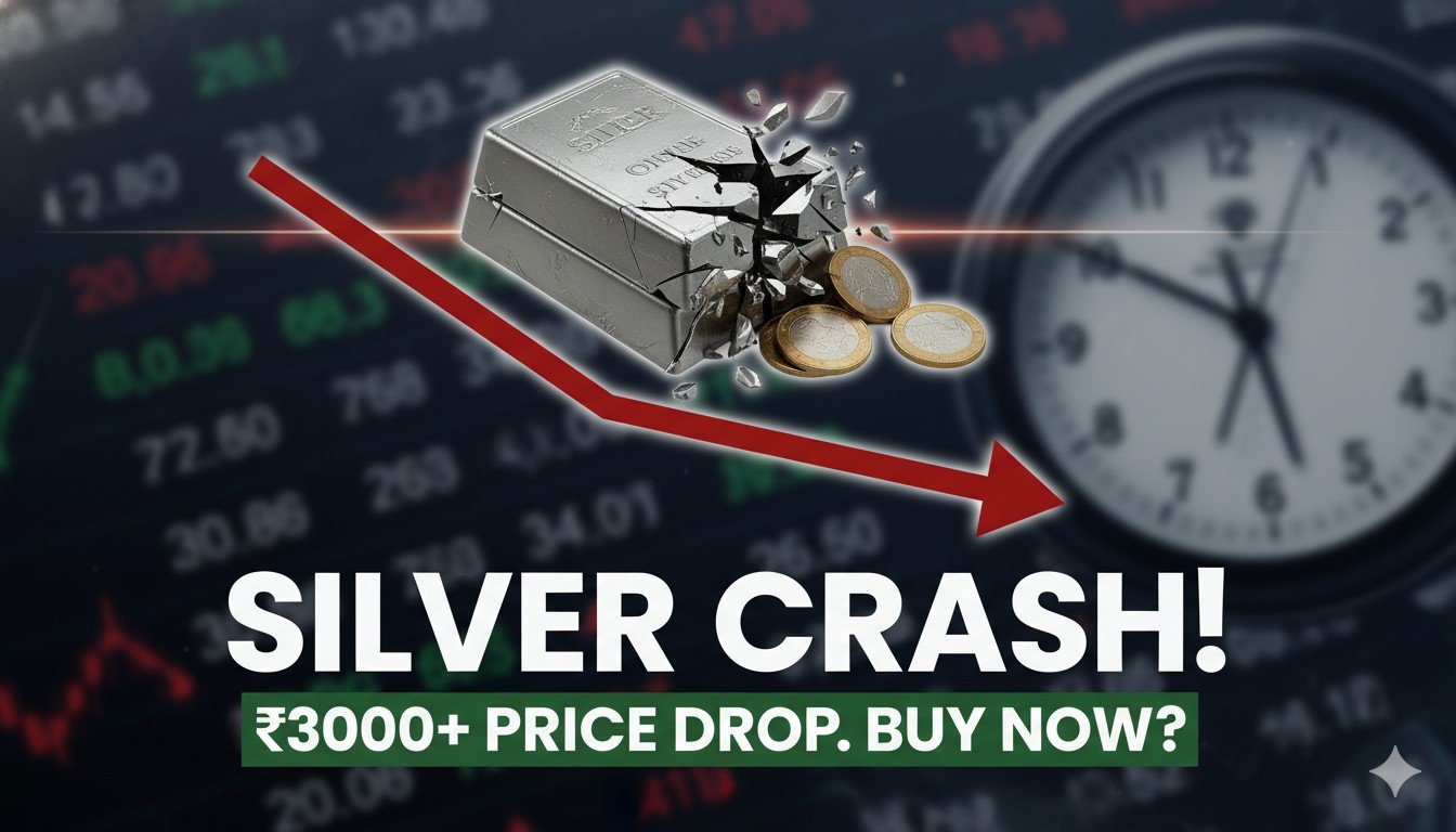 चांदी की कीमत में गिरावट दिखाता ग्राफिक चार्ट