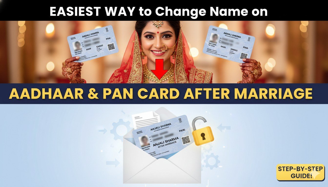 शादी के बाद आधार और PAN कार्ड में नाम अपडेट करने की स्टेप-बाय-स्टेप गाइड इमेज