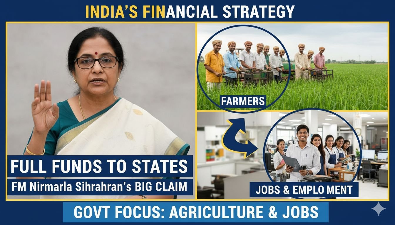 वित्त मंत्री निर्मला सीतारमण लोकसभा में बजट पर चर्चा के दौरान बोलते हुए, राज्यों, किसानों और रोजगार पर फोकस