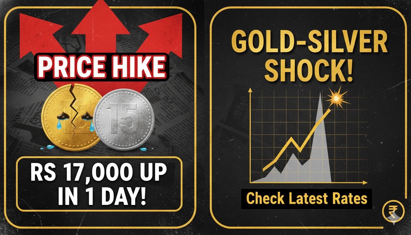 सोना और चांदी के सिक्के एवं बार के साथ बढ़ती कीमतों का ग्राफ दिखाता हुआ इमेज, भारतीय बाजार में कीमती धातुओं की तेजी