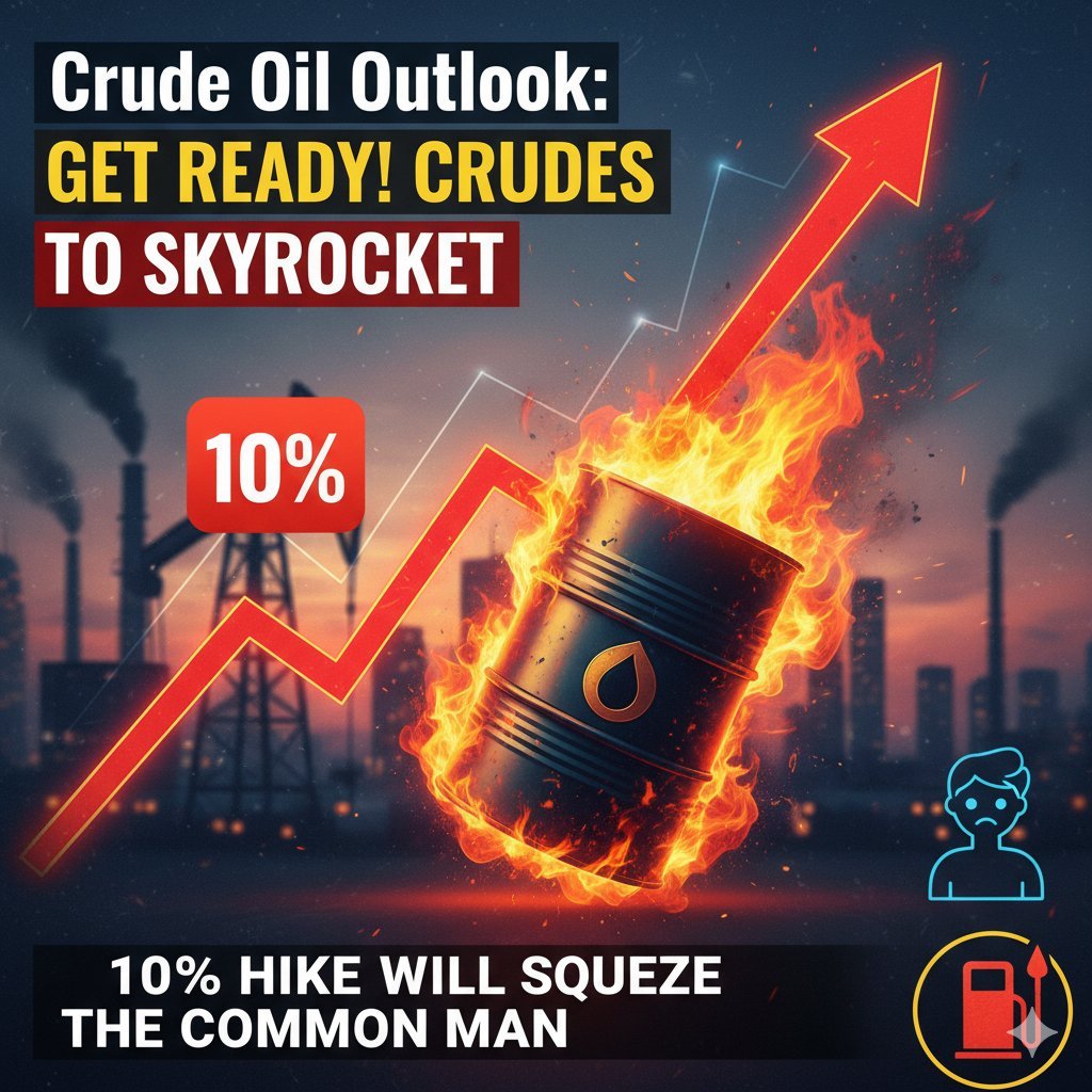 क्रूड ऑयल बैरल और बढ़ती कीमतों का ग्राफ दिखाता हुआ इमेज, भारत में पेट्रोल पंप पर महंगाई का प्रभाव